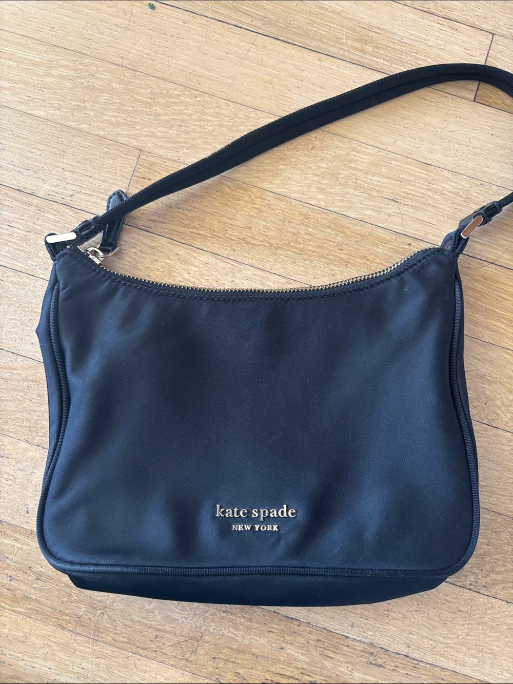 kate spade Black Nylon Shoulder Bag with Gold Logo